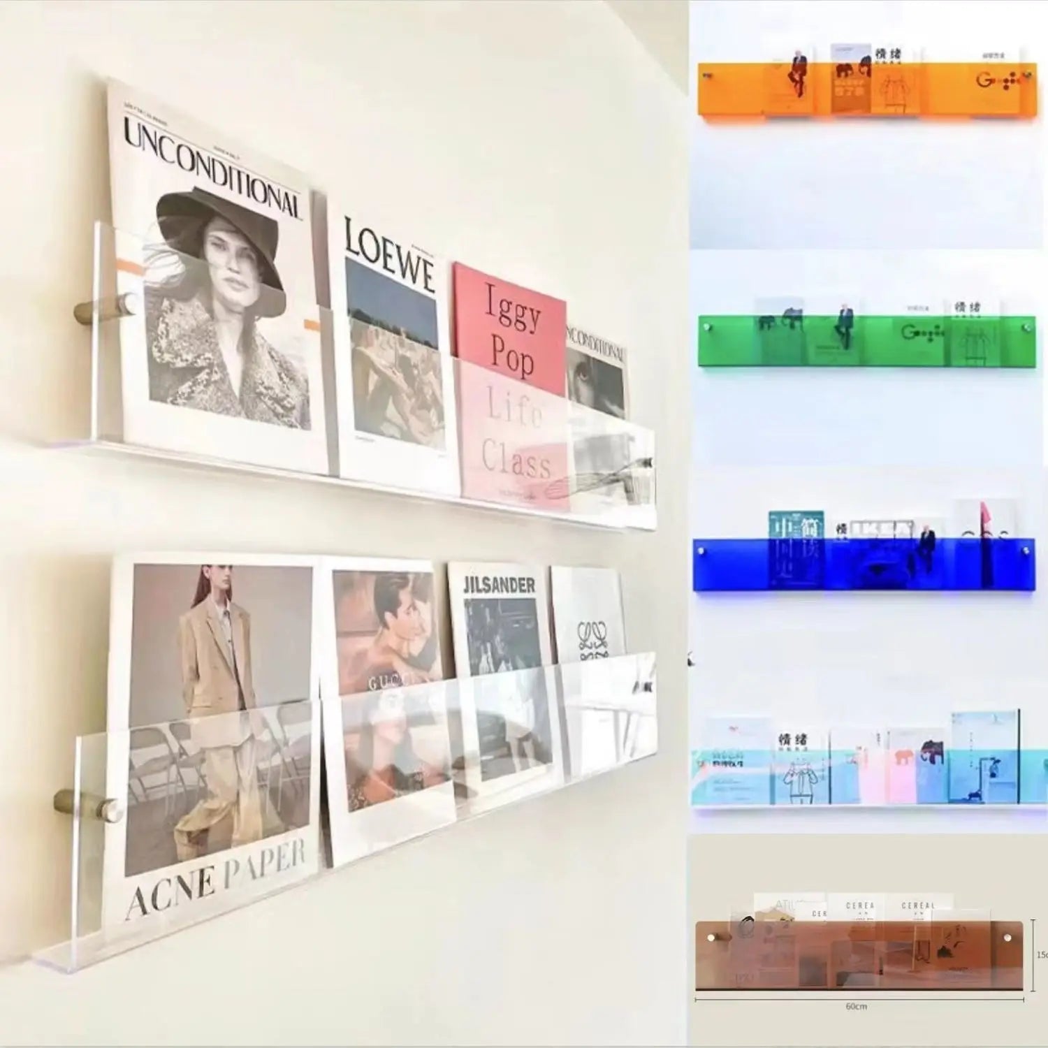 support mural en acrylique transparent pour magazines et livres - vue 1 sur 10