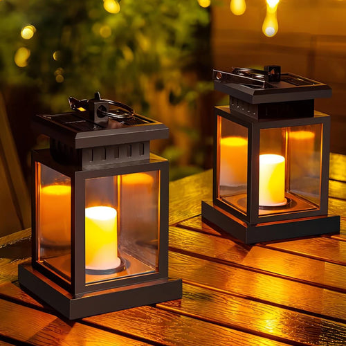 LED lumières solaires bougie lanterne extérieure palais lanterne lampe de jardin avec crochet paysage éclairage lampadaires étanche noël - vue 2 sur 7
