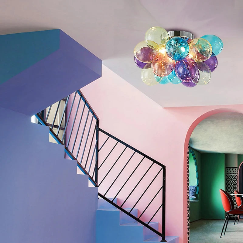 Moonriver éclairage moderne créatif couleur lampes suspendues pour plafond boule de verre lustre salon suspension lumière chambre décor - vue 5 sur 16