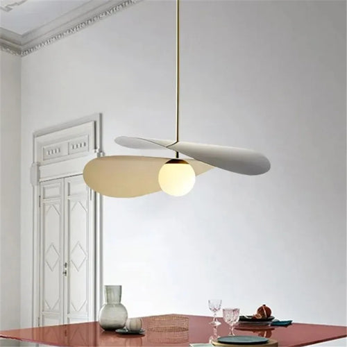 suspension design en métal style loft et tissu lotus - vue 2 sur 7