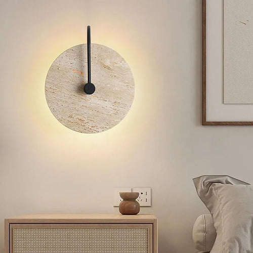 applique murale led ronde en pierre métal noir pour hôtel boutique escaliers - vue 3 sur 9