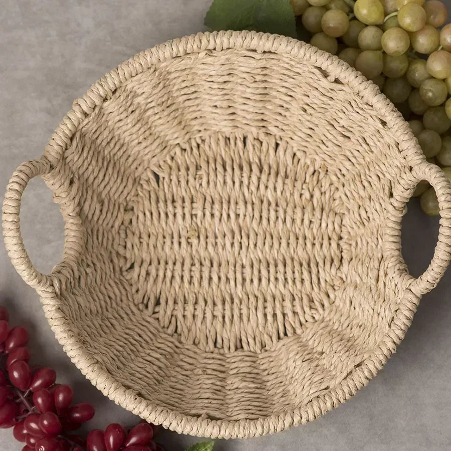 panier de rangement écologique en corde de papier et rotin - vue 5 sur 6