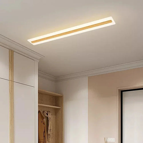 plafonnier led design nordique grain de bois moderne décoratif - vue 2 sur 16