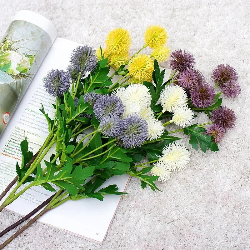 fleurs artificielles en boule de ginseng décoratives en plastique - vue 5 sur 7