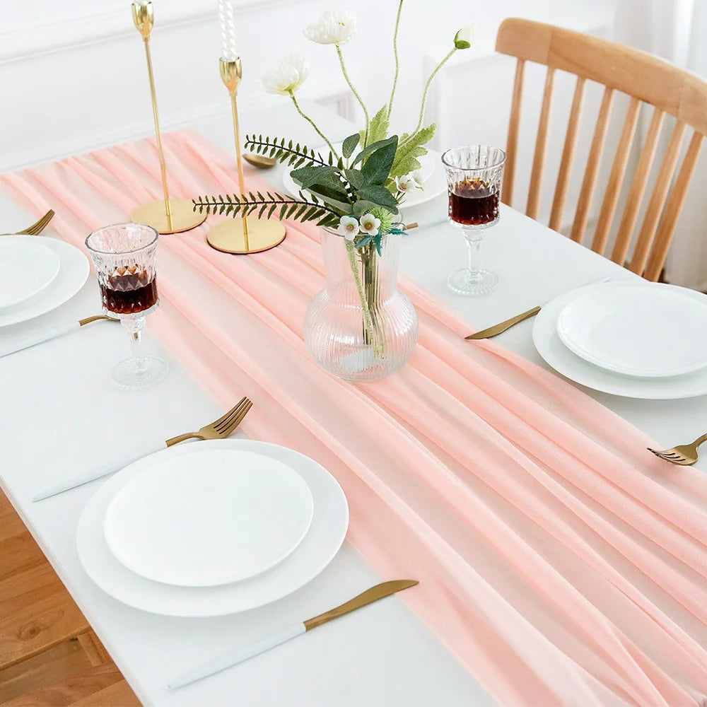 Chemin de table mousseline transparent bohème lot 4