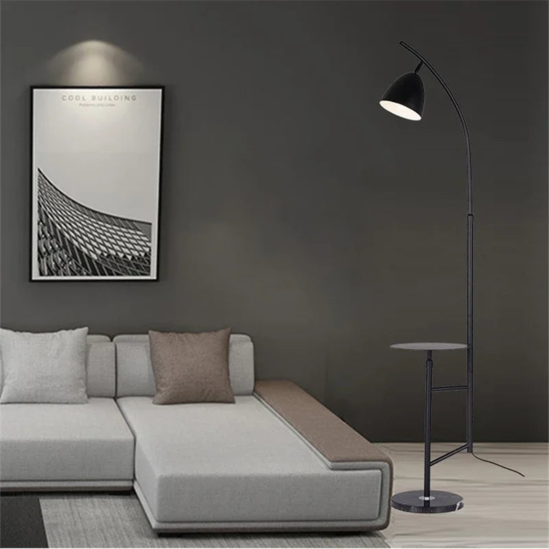 lampe sur pied nordique design en fer et marbre - vue 3 sur 10