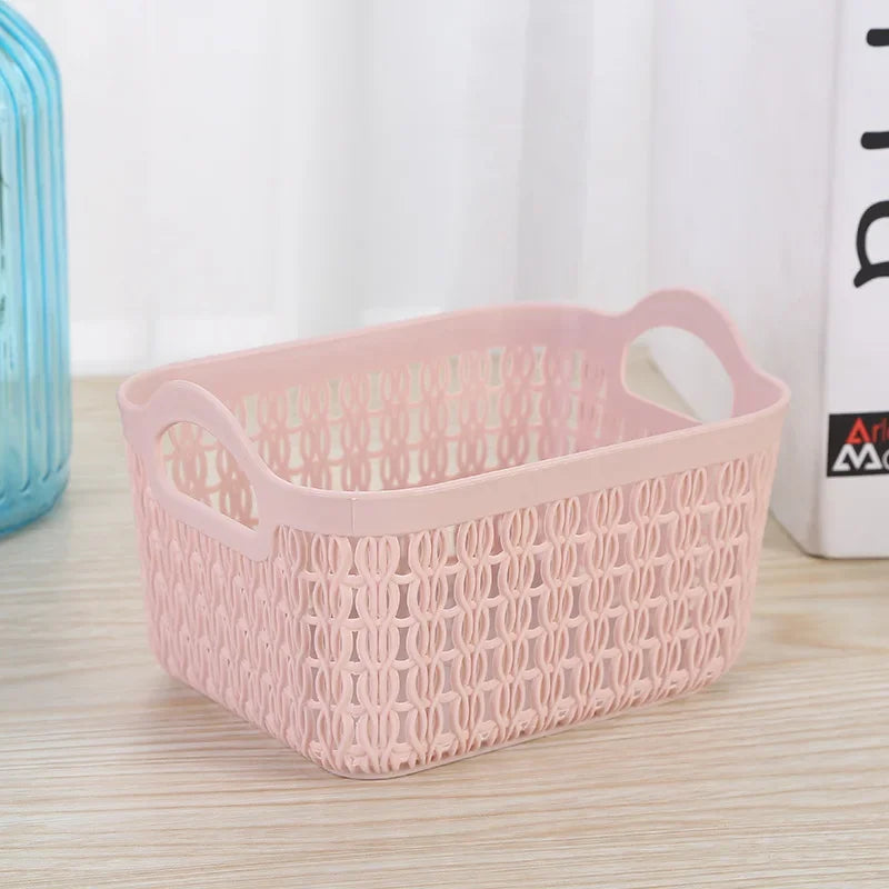 panier de rangement portable en rotin et plastique pour divers articles - vue 6 sur 9
