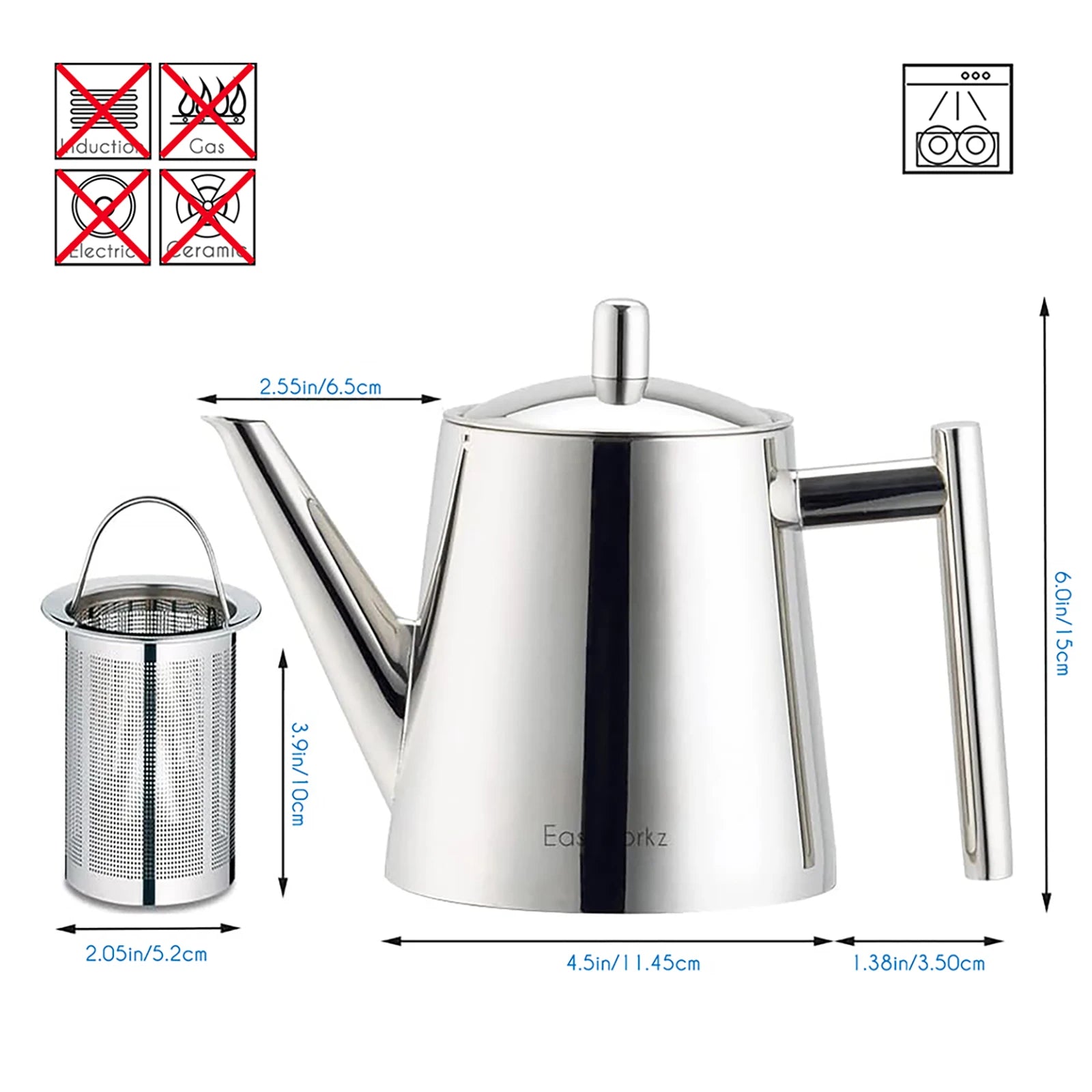 Theiere acier inox infuseur amovible 11l design moderne - vue 6 sur 9