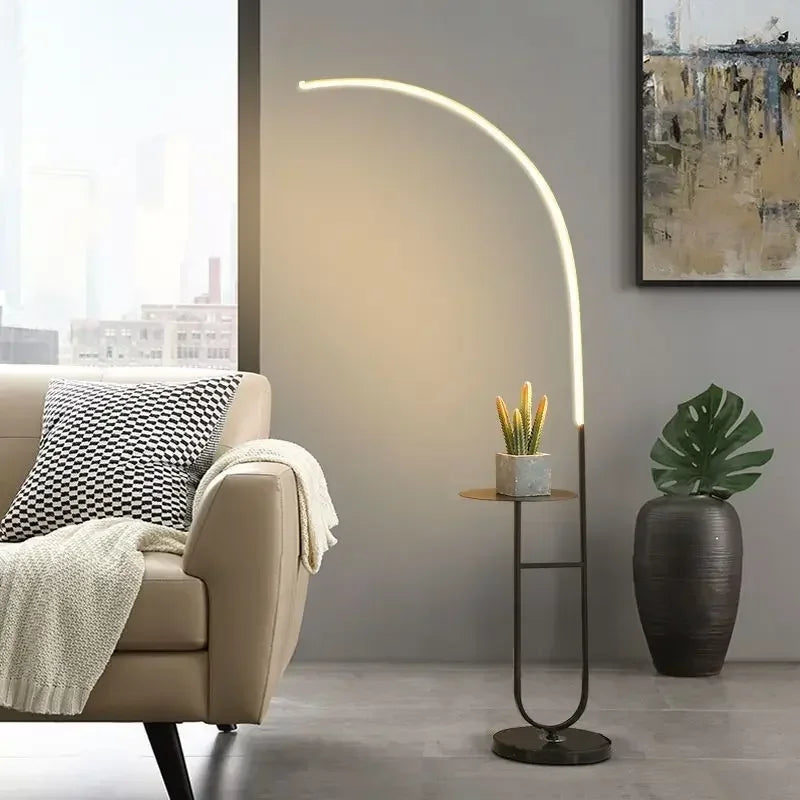 lampadaire à led avec rangement design minimaliste pour lecture et détente - vue 6 sur 8