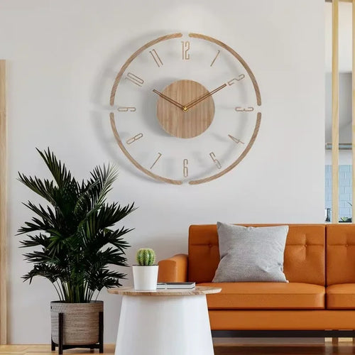 montre murale luxe en bois design moderne silencieuse quartz créative - vue 2 sur 11
