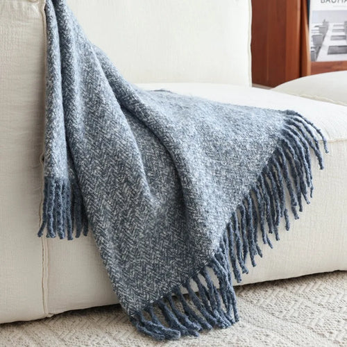 plaid tricot style americain couverture châle salon lit - vue 7 sur 6