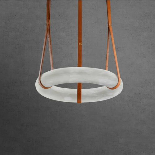 lustre circulaire en marbre led de luxe suspendu - vue 3 sur 7