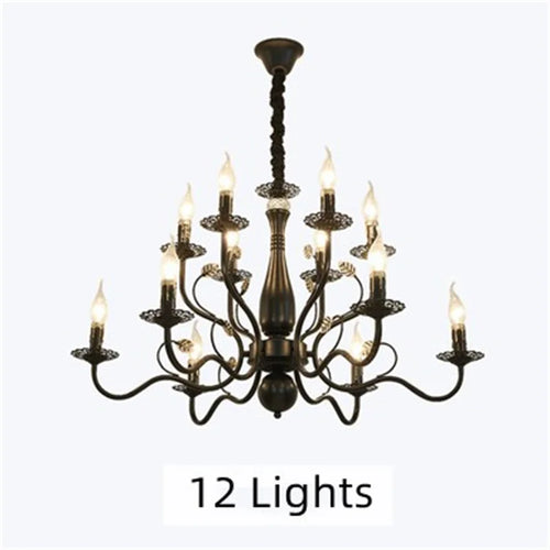 lustre rétro en fer forgé style campagnard américain classique - vue 11 sur 12