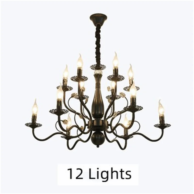 lustre rétro en fer forgé style campagnard américain classique - vue 11 sur 12