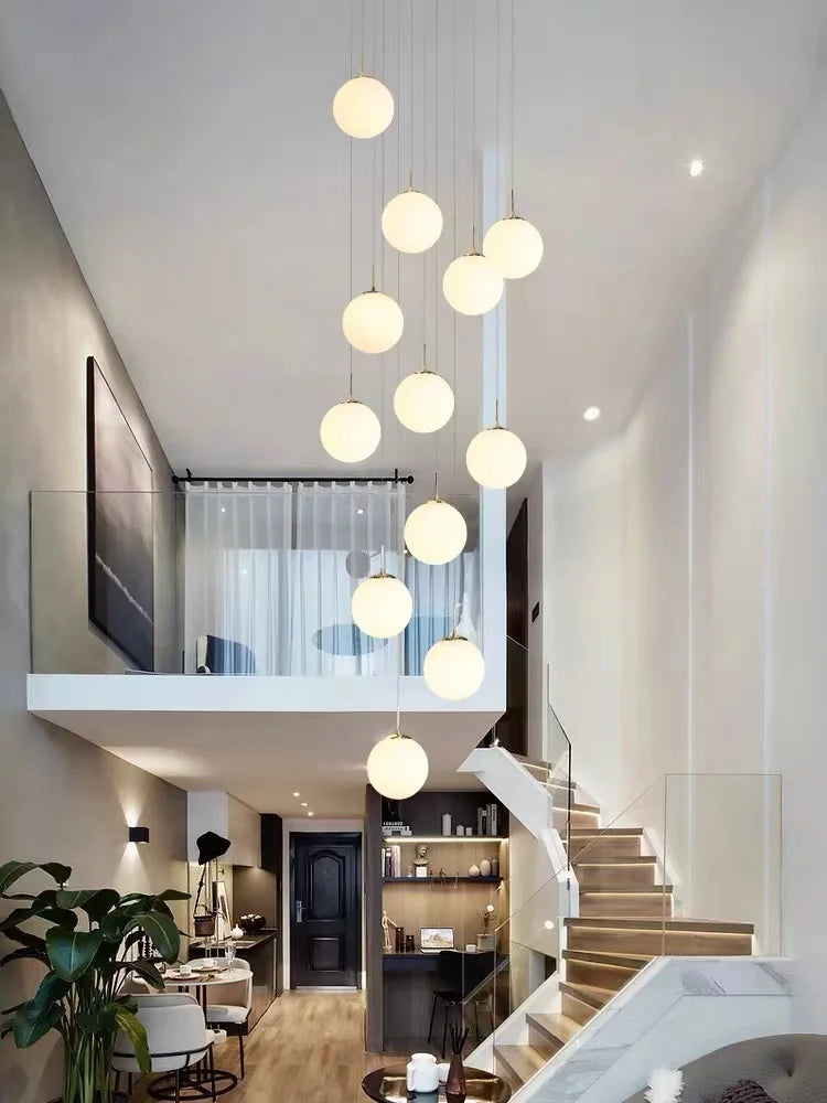 lustre moderne nordique pour loft duplex hôtel hall - vue 4 sur 24