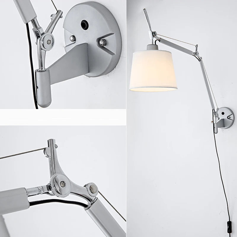 applique murale industrielle nordique pliable avec bras long pivotant - vue 5 sur 11