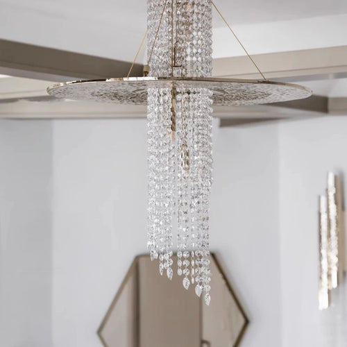 lustre long en cristal moderne pour villa de luxe - vue 5 sur 8