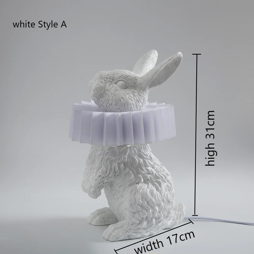lampe de table créative en résine avec écharpe de lapin décorative - vue 8 sur 15