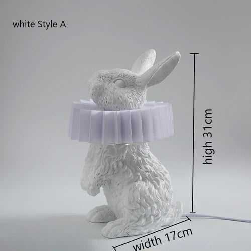 lampe de table créative en résine avec écharpe de lapin décorative - vue 9 sur 15