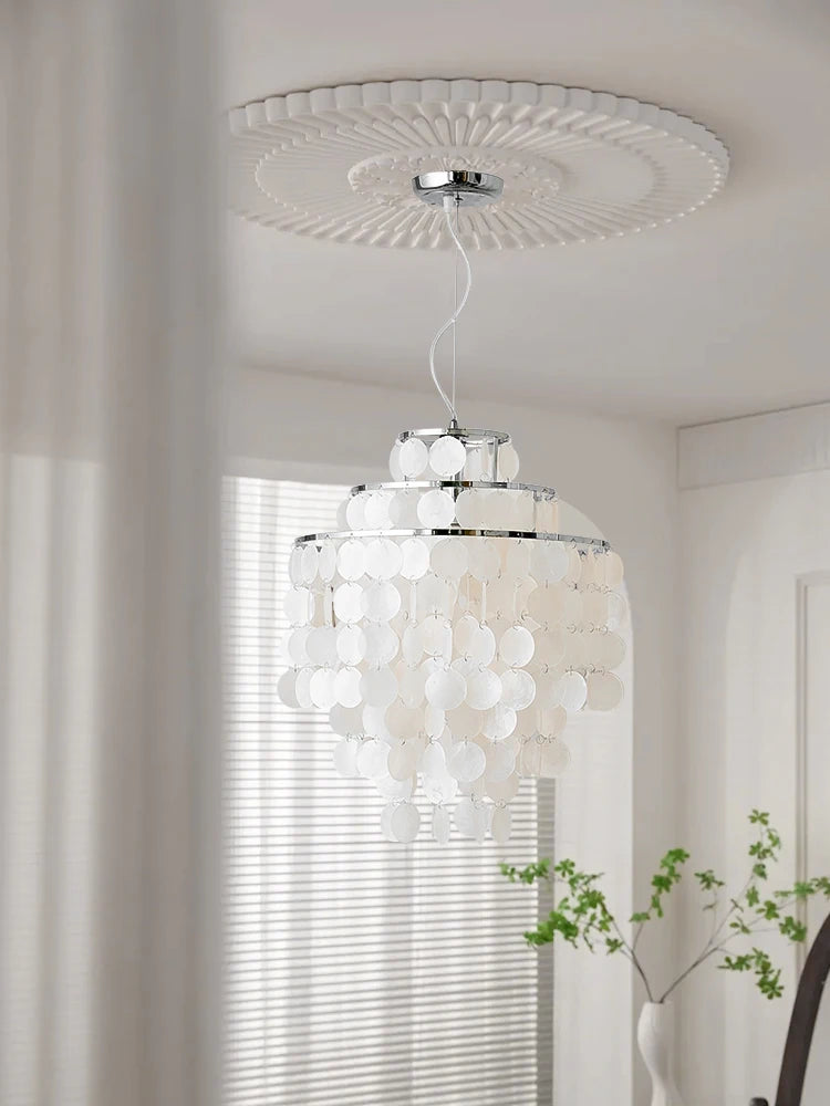 lustre en coquillage romantique avec carillon éolien style nordique décoratif - vue 3 sur 11