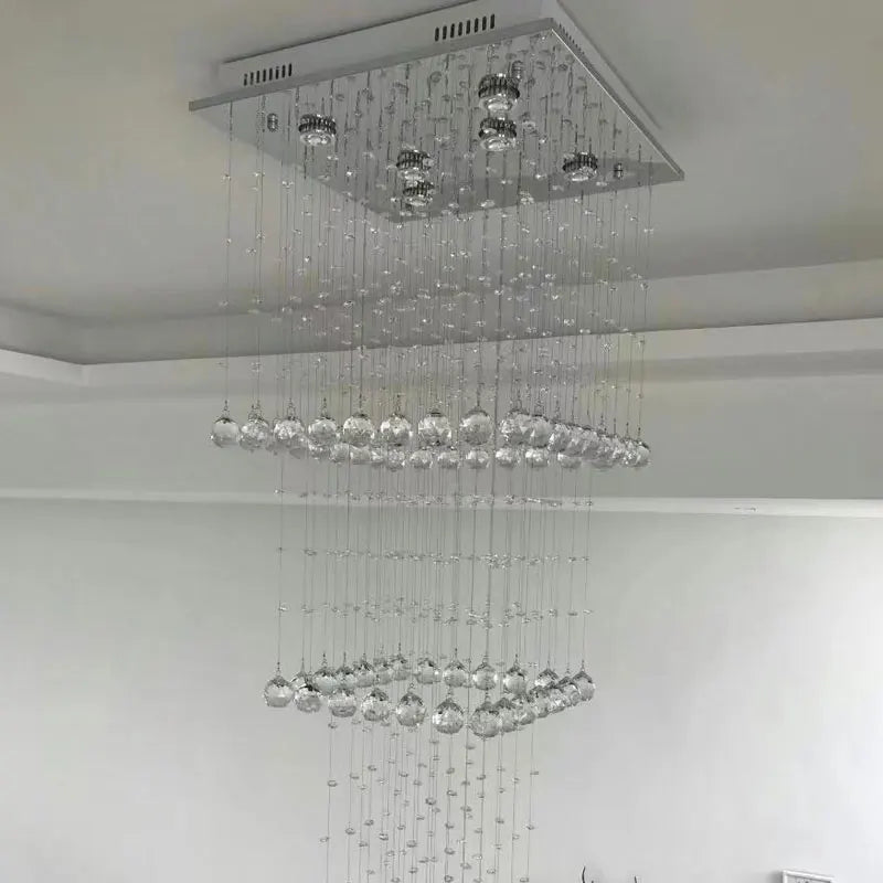 Duplex building, living room, large chandelier, square hotel villa, modern crystal hollow staircase, long chandelier - vue 5 sur 7