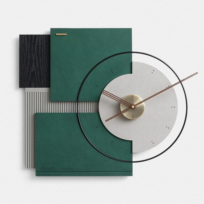 grande horloge murale silencieuse en noyer décoration moderne - vue 8 sur 10