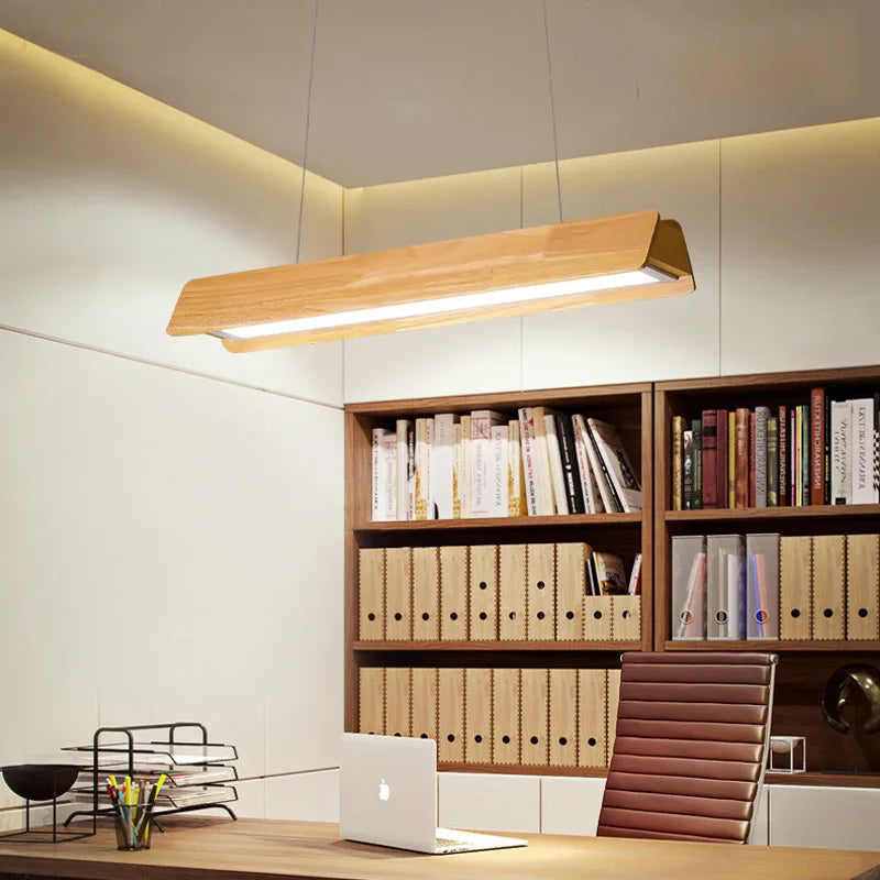 lustre de bureau simple style nordique en rondins pour magasins - vue 3 sur 12