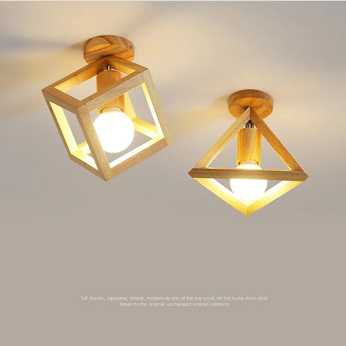 plafonnier nordique en bois led avec 3 températures de lumière - vue 2 sur 14
