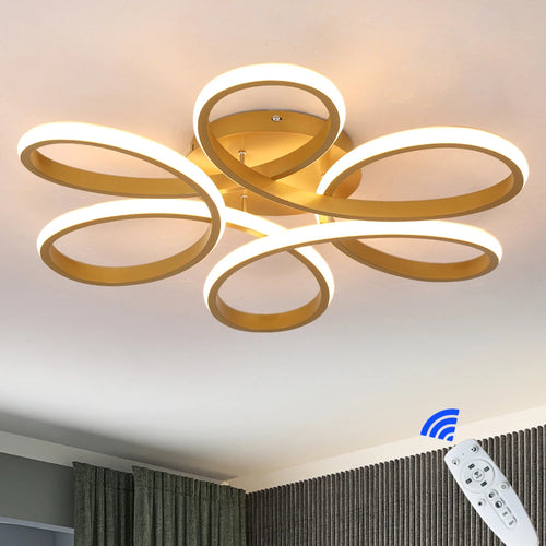 lustre moderne en aluminium acrylique led avec télécommande réglable - vue 3 sur 10
