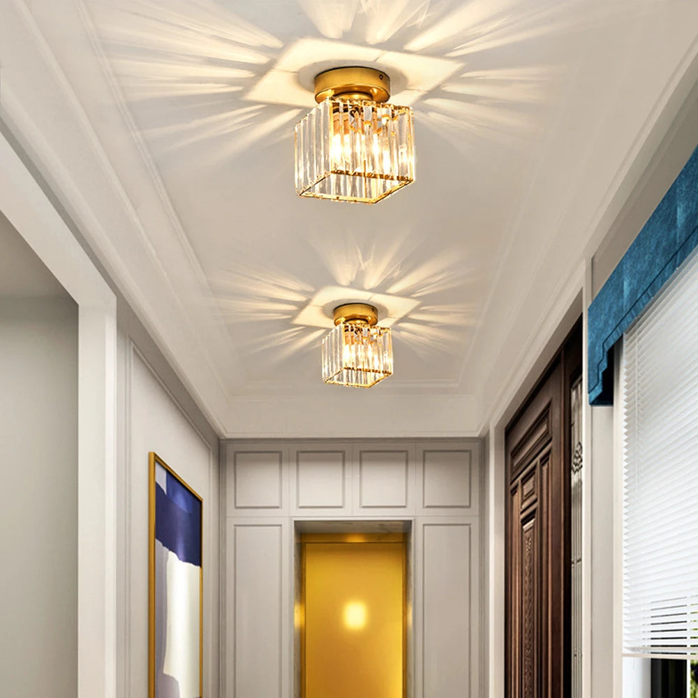lampe de luxe en verre cristal lustre plafond industriel moderne - vue 5 sur 15