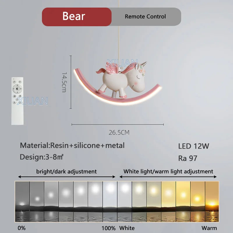 lampe suspendue déco licorne - vue 8 sur 14