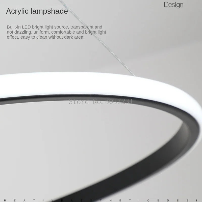 lustre circulaire minimaliste pour éclairage moderne intérieur - vue 6 sur 10