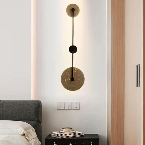 applique murale led en pierre naturelle et métal rond - vue 3 sur 8