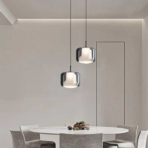 Suspension LED moderne en verre gris fumé à trois têtes - vue 2 sur 11