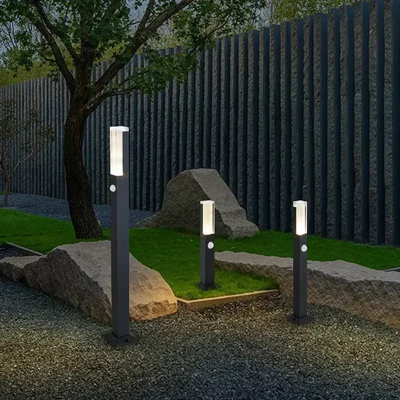 lampe de jardin led avec détecteur de mouvement étanche en aluminium - vue 3 sur 12