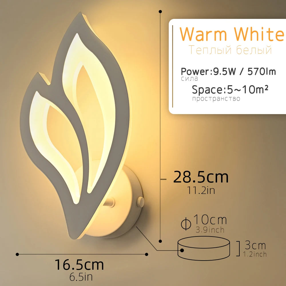 applique murale led moderne en forme de feuille pour éclairage intérieur - vue 8 sur 8