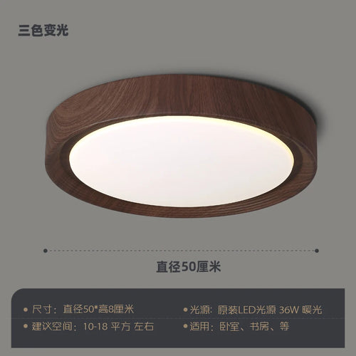 plafonnier led design nordique en bois et fer décoratif - vue 8 sur 11