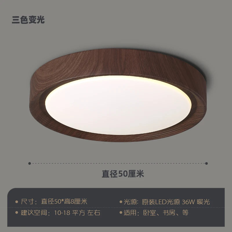 plafonnier led design nordique en bois et fer décoratif - vue 7 sur 11