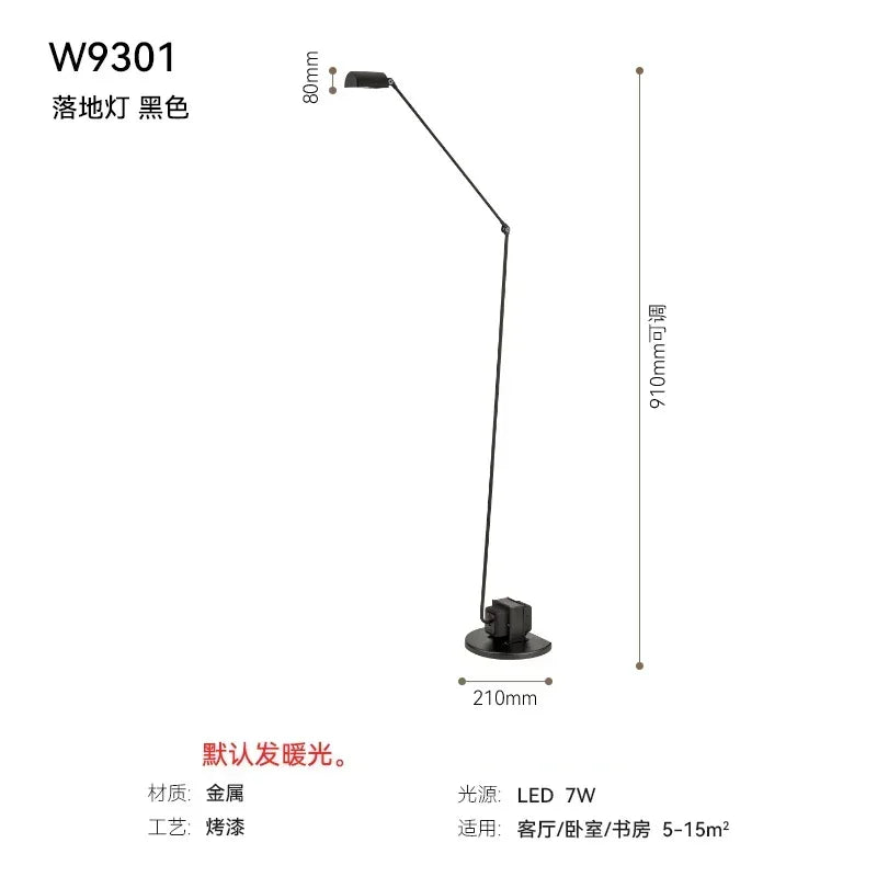 lampadaire moderne au design italien avec bras pivotant ajustable - vue 14 sur 14