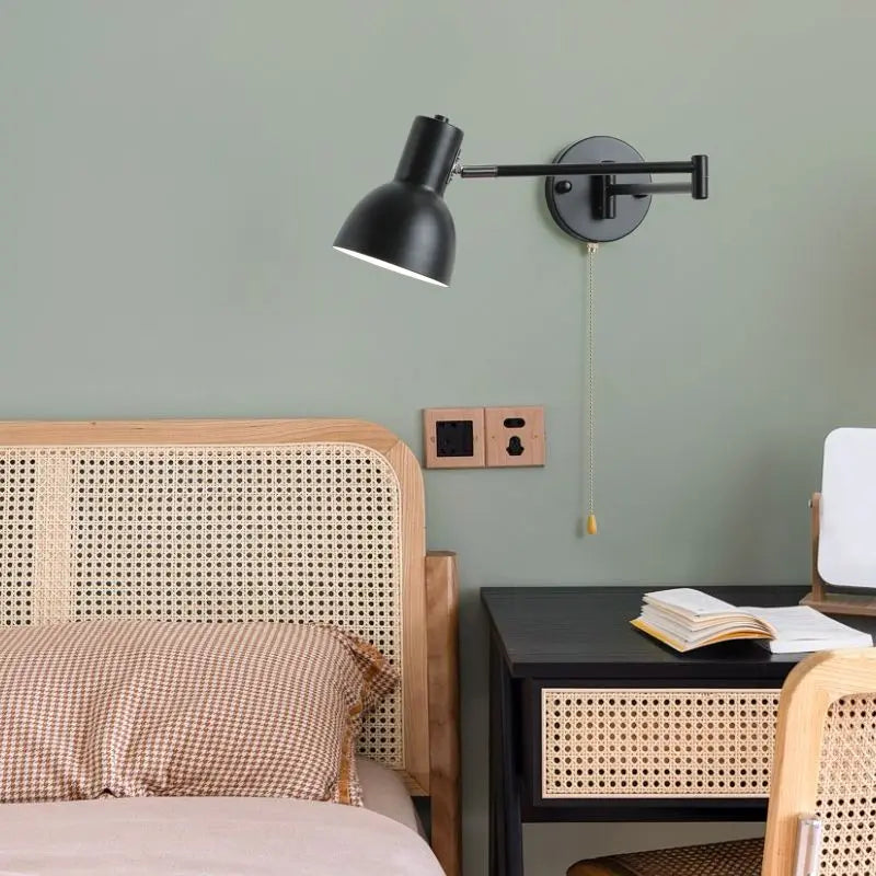 applique murale moderne bras pivotant led en tissu plissé métal - vue 4 sur 23