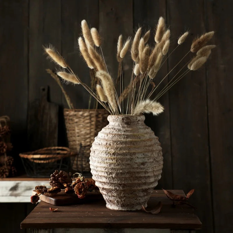vase rétro en argile brute style vintage fait main décoration maison