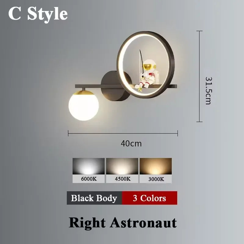 applique murale led créative lune astronaute décoration pour enfant - vue 21 sur 23