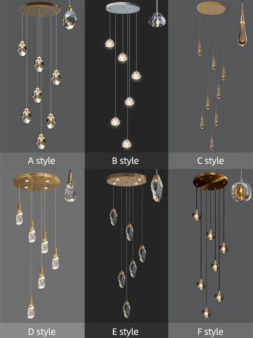 lustre moderne haut en cristal pour éclairage raffiné - vue 5 sur 30