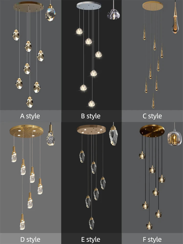 lustre moderne haut en cristal pour éclairage raffiné - vue 4 sur 30
