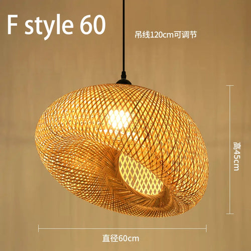 lustre style chinois fait main en bambou tissage pastoral vintage - vue 12 sur 30