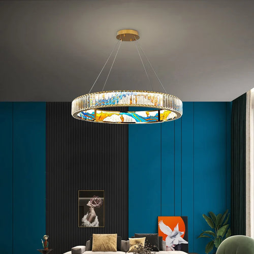 lustre led dimmable moderne en acier cercle décoratif - vue 2 sur 14