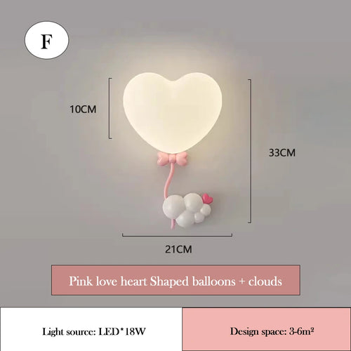 applique murale led en forme de cœur pour chambre d'enfant - vue 10 sur 12