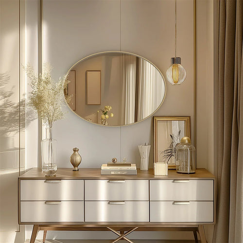 miroir doré brossé avec cadre en métal décoratif - vue 7 sur 6