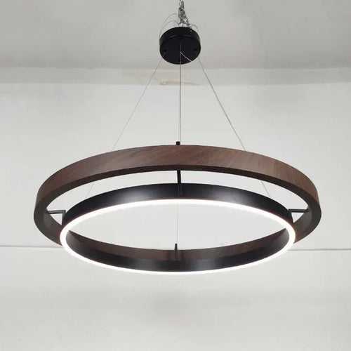 lustre moderne en bois avec éclairage led décoratif - vue 4 sur 7