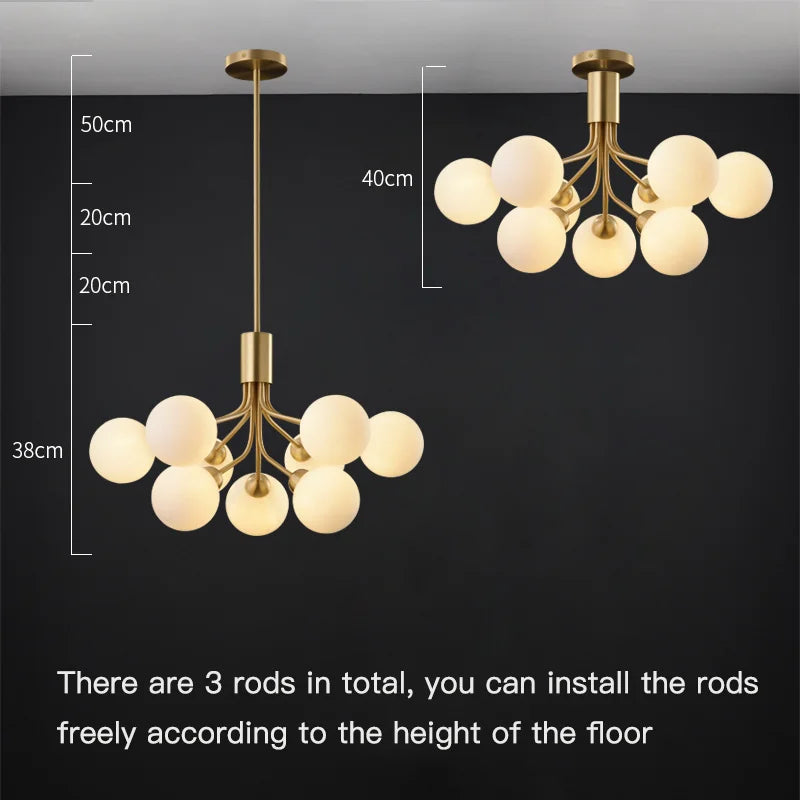 lustre boule de verre design pour intérieur moderne - vue 4 sur 12
